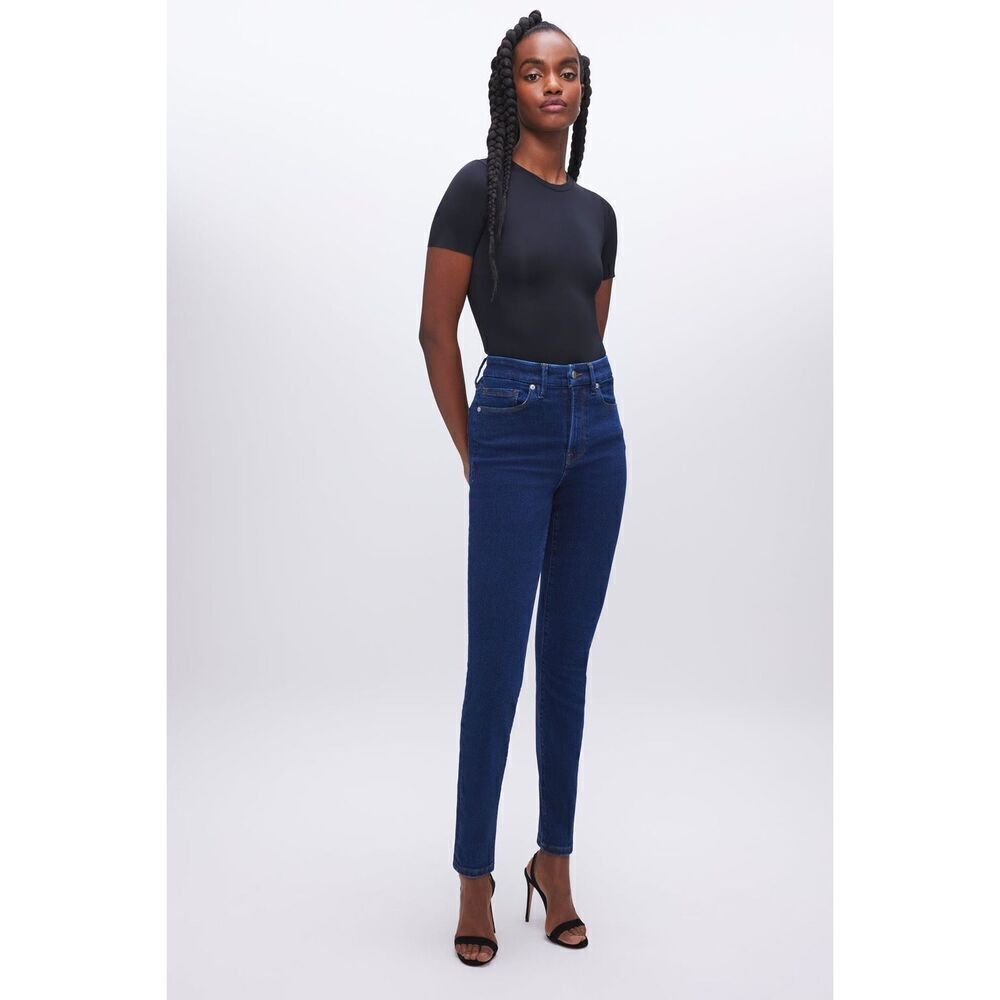 Good American Good Waist Skinny Jeans Dark Wash High Rise Gwi08t Size 14 /32 Euc